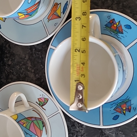 NEW - Nautical Themed Espresso Cups and Saucers - Set of 6 - Picture 9 of 14